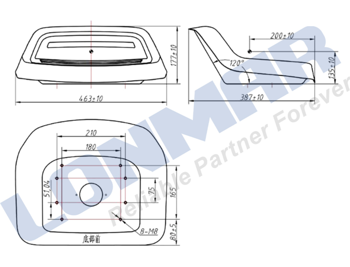 Waterproof Comfortable PVC Seat Seat Backrest Integrated Molding Tractor Seat